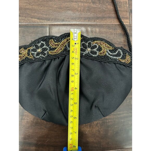 Beaded Black Evening Crossbody Bag With Gold Silver Embellishments - Picture 9 of 10
